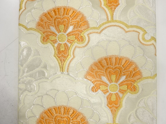  アンティーク　雪輪に花模様織り出し袋帯（着用可）